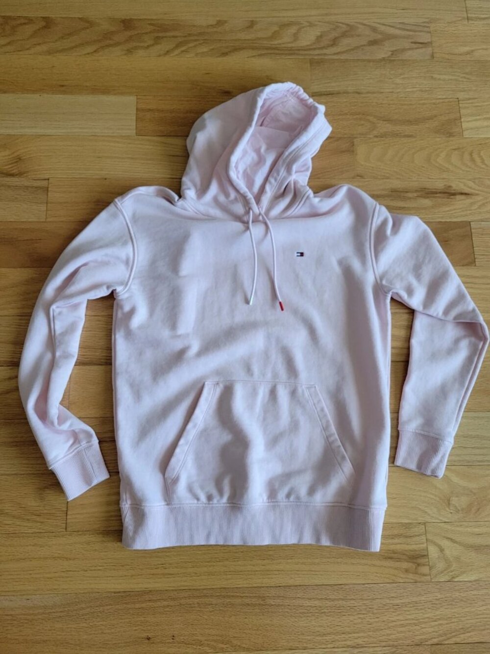 Womens Tommy Hilfiger Pink Pullover Sports Modern Hoodie Sweatshirt Jumper XS